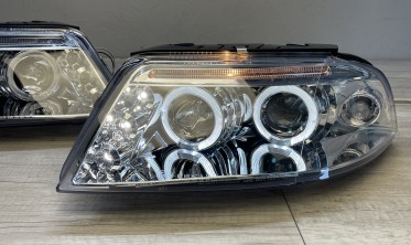 Фары передние с кольцами VW Passat B5 3BG хром фото