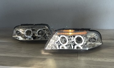 Фары передние с кольцами VW Passat B5 3BG хром фото