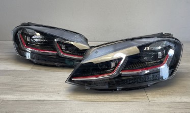 Фары передние VW Golf 7 2013-2017 тюнинг оптика с красными вставками фото
