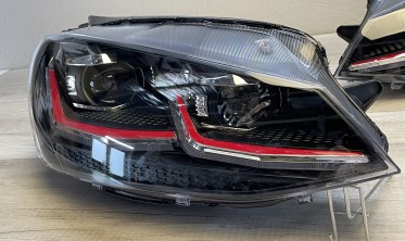 Фары передние VW Golf 7 2013-2017 тюнинг оптика с красными вставками фото