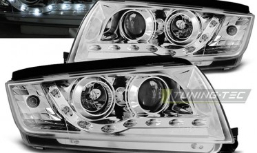 Тюнинг фары передние Skoda Fabia 1 оптика с диодами фото