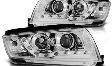 Тюнинг фары передние Skoda Fabia 1 оптика с диодами фото
