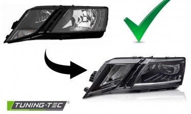 Тюнинг фары передние Skoda Octavia MK3 2016-2020 черная оптика full led фото