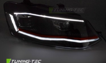 Передние full led фары VW Polo 6R 2009-2017 тюнинг оптика с красной вставкой фото