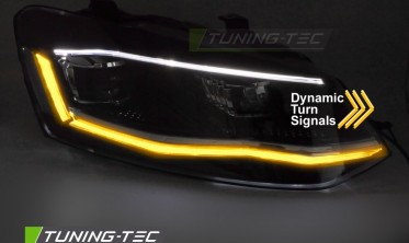 Передние full led фары VW Polo 6R 2009-2017 тюнинг оптика с красной вставкой фото