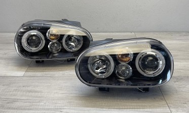 Фари передні тюнінгові VW Golf 4 з кільцями Angel Eyes фото