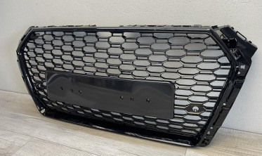 Решітка радіатора без значка Audi A4 B9 2015-2019 чорна глянцева фото