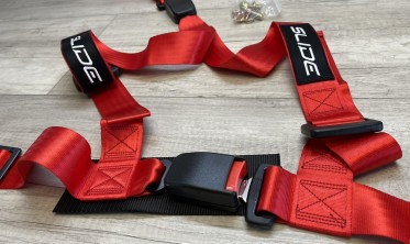 Спортивные ремни безпасности SLIDE Red 3-точки фото
