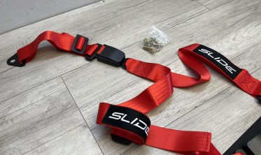 Спортивные ремни безпасности SLIDE Red 3-точки фото