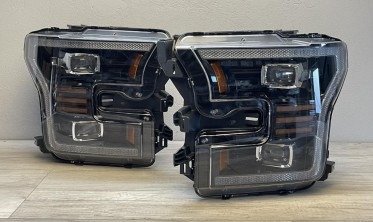 Тюнинг фары передние Ford F150 MK13 2014-2017 с желтыми диодами фото