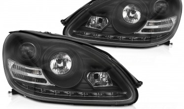  Тюнінг фари передні Mercedes S W220 2002-2005 ксенонові з led габаритами фото