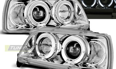 Линзованные фары передние RENAULT CLIO I с ангельскими глазками фото