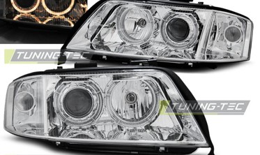 Хром фари з ангельськими вічками AUDI A6 C5 2001-2004 фото