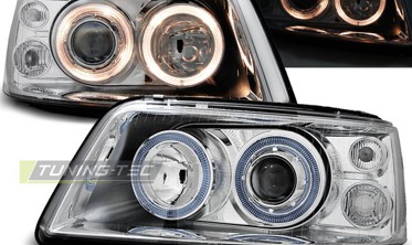 Передні фари тюнінг VOLKSWAGEN T5 дорестайл з кільцями фото