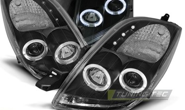 Линзованные черные фары передние TOYOTA YARIS 2 фото