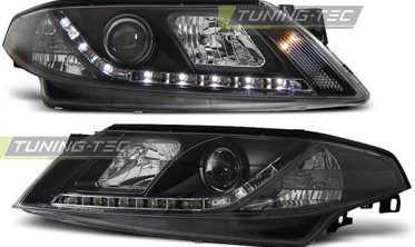 Тюнінгові фари RENAULT LAGUNA 2 чорні з діодним рядком фото