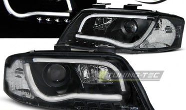 Фари передні чорні tube light AUDI A6 C5 рестайл фото