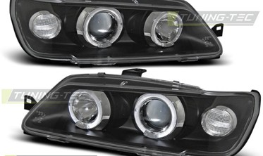 Линзованные фары передние PEUGEOT 306 с кольцами фото