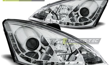 Тюнинговые фары передние FORD FOCUS МК1 2001-2004 с диодной строкой фото