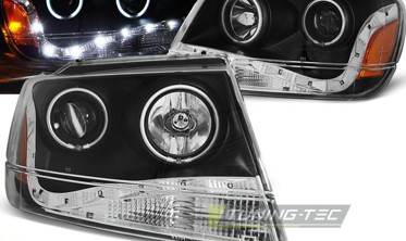 Передні фари тюнінг JEEP GRAND CHEROKEE WJ з діодами та кільцями CCFL фото