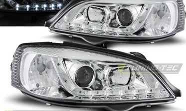 Лінзовані фари OPEL ASTRA G DAYLIGHT CHROME фото
