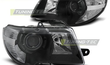 Черные линзованные фары передние SKODA SUPERB 2 2008-2012 фото