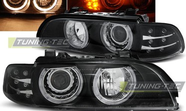 Чорні передні фари BMW 5 E39 з діодними поворотами фото