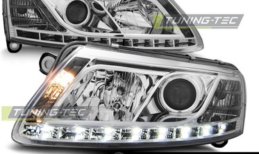 Фары тюнинговые (оптика передняя) с диодами AUDI A6 C6 дорестайл фото