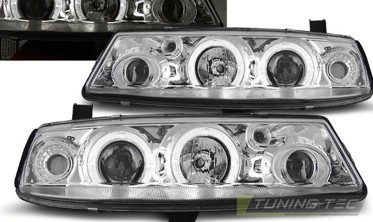 Фары тюнинговые OPEL CALIBRA стиль ANGEL EYES хром фото