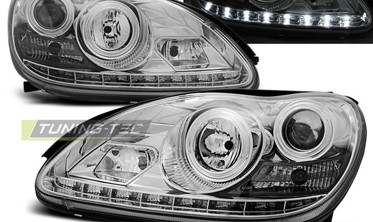 Передние фары с диодной строкой MERCEDES S W220 фото