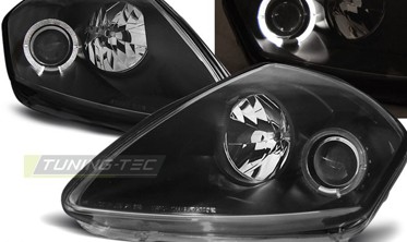 Черные фары передние Mitsubishi Eclipce D50 с кольцами фото