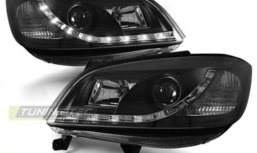 Черные фары передние OPEL ZAFIRA А с диодной строкой фото