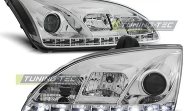 Тюнинг фары передние FORD FOCUS МК2 2004-2008 с диодными габаритами фото