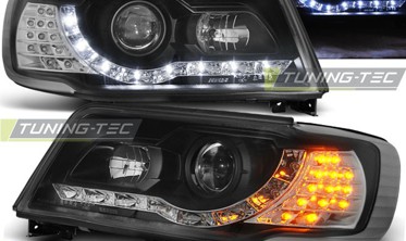 Передні чорні фари з діодними поворотами AUDI 100 C4 фото