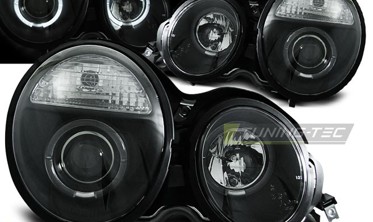 Тюнинговые фары передние с кольцами Mercedes W210 1995-1999 фото