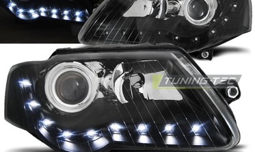 Передні тюнінгові фари VOLKSWAGEN PASSAT B6 3С з діодним рядком фото