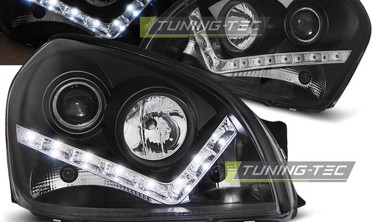 Чорні тюнінг передні фари HYUNDAI TUCSON з діодними габаритами фото