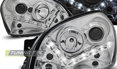 Линзованные фары передние HYUNDAI TUCSON с диодной строкой фото