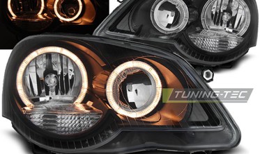Передние фары с черным корпусом VOLKSWAGEN POLO 9N3  фото