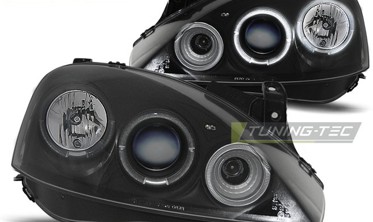 Тюнинговые фары передние Opel Corsa C angel eyes фото