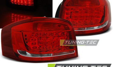 Червоні тюнінг ліхтарі задні AUDI A3 8P рестайл 3 двері фото