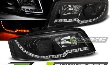 Фари передні чорні з Led поворотами Audi A4 B6 фото