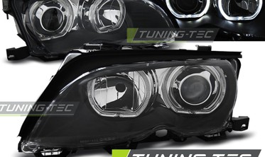Передні тюнінг фари з лінзами BMW E46 рестайл (Led rings) фото
