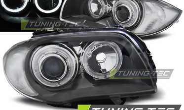 Серые фары передние BMW E87 / E81 / E82 / E88 с led кольцами  фото