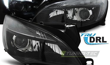 Фары передние черные с ДХО OPEL ASTRA J фото