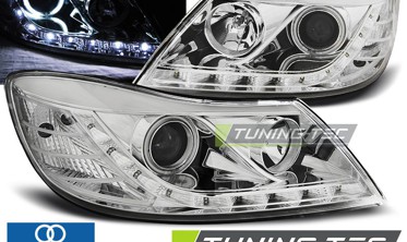 Фары передние SKODA OCTAVIA 2 послерестайл с диодами и кольцами фото
