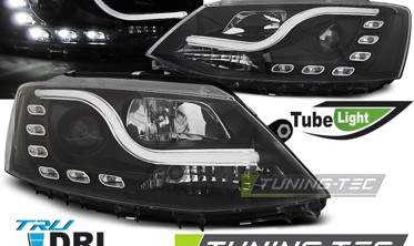 Линзованные фары передние VOLKSWAGEN JETTA 6 седан с дневными ходовыми огнями фото