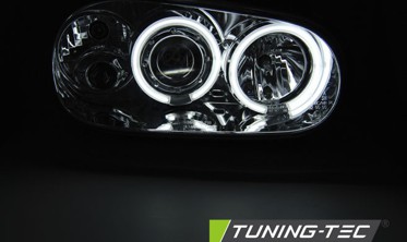 Фары передние с кольцами CCFL VOLKSWAGEN GOLF 4 хромированные фото