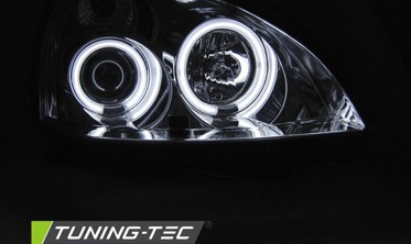 Передние фары тюнинговые RENAULT CLIO II с ангельскми глазками CCFL фото