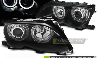 Фары передние с диодными кольцами BMW E46 рестайлинг фото